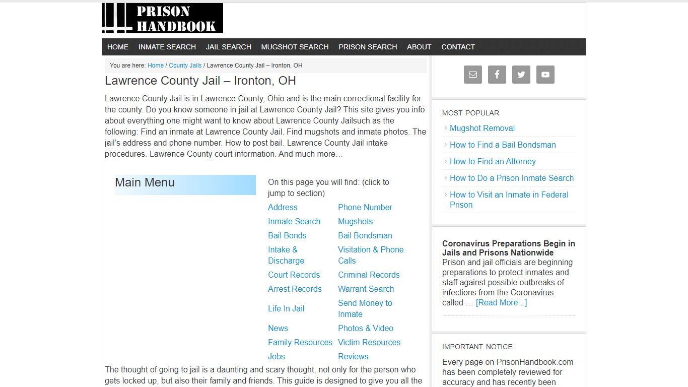 Lawrence County Jail – Ironton, OH - Prison Handbook